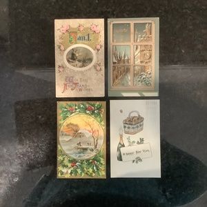 Antique New Year's Day Postcards Lot of 4 Early 1900s